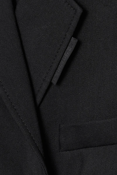 Shop Burberry Paneled Ramie-blend Twill And Stretch-knit Blazer In Black