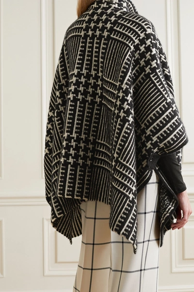 Shop Akris Checked Cashmere And Mulberry Silk-blend Jacquard Cape In Black