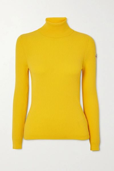 Shop Fusalp Ancelle Ribbed-knit Turtleneck Sweater In Yellow