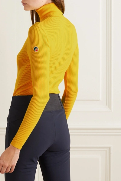 Shop Fusalp Ancelle Ribbed-knit Turtleneck Sweater In Yellow