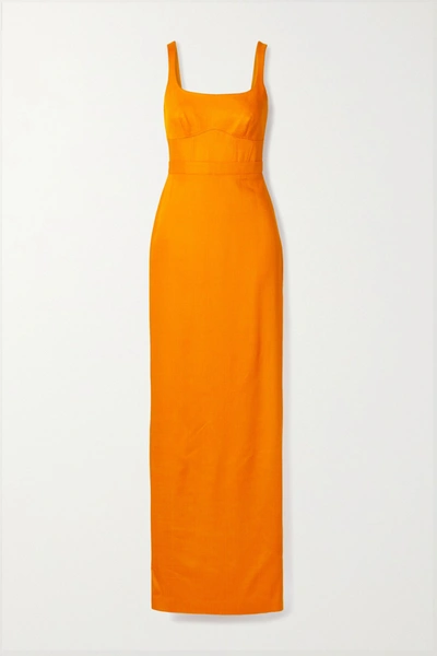 Shop Brandon Maxwell Woven Gown In Orange