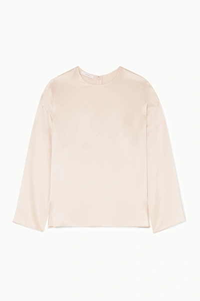 Shop Vince Silk-satin Blouse In Cream