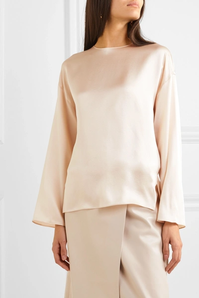 Shop Vince Silk-satin Blouse In Cream