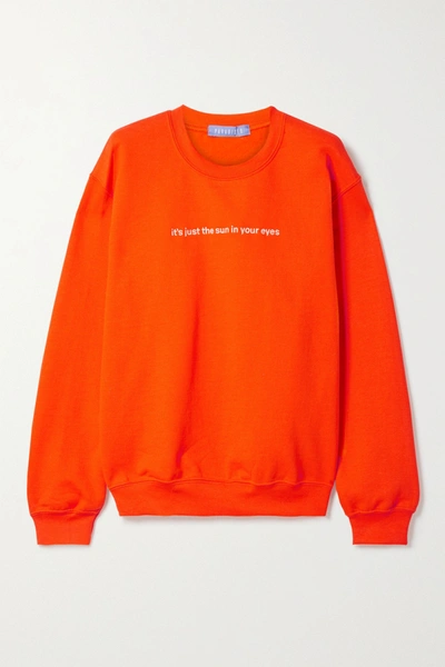 Shop Paradised + Net Sustain Embroidered Cotton-blend Jersey Sweatshirt In Bright Orange