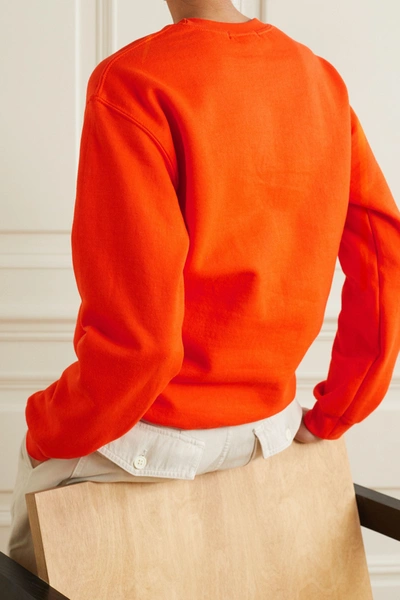 Shop Paradised + Net Sustain Embroidered Cotton-blend Jersey Sweatshirt In Bright Orange