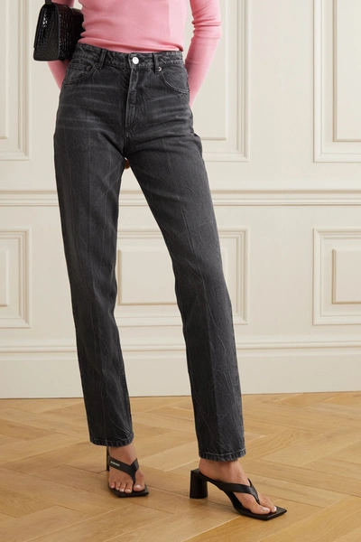 Shop Balenciaga High-rise Straight-leg Jeans In Black