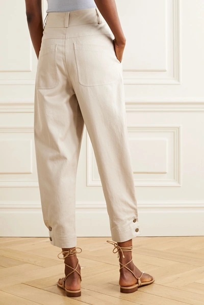 Shop Ulla Johnson Fleet Tencel And Cotton-blend Twill Tapered Pants In Beige