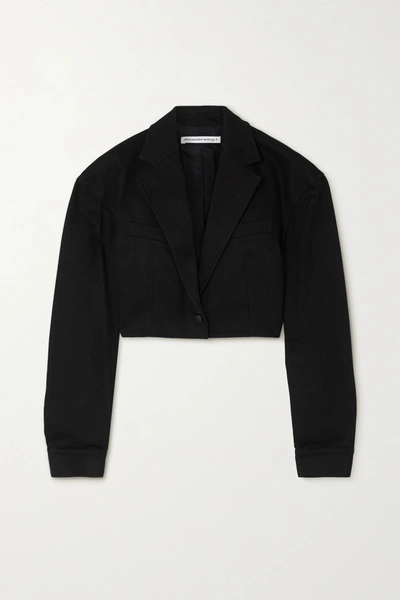 Shop Alexander Wang T Cropped Denim Blazer In Black