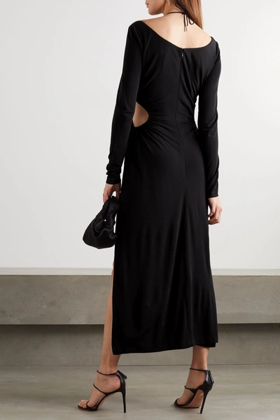 Shop Dion Lee Cutout Gathered Jersey Maxi Dress In Black