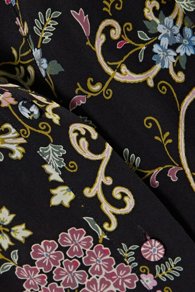 Shop Etro Floral-print Silk Crepe De Chine Midi Dress In Black