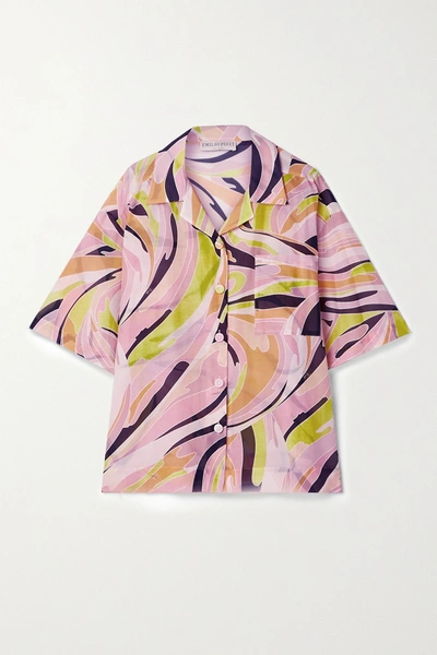 Shop Emilio Pucci + Net Sustain Oversized Printed Cotton And Silk-blend Shirt In Pink
