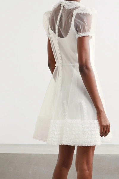 Shop Fendi Layered Tulle And Knitted Mini Dress In White