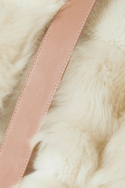 Shop Chloé Leather-trimmed Shearling Coat In White