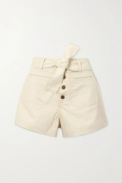 Shop Apiece Apart Marston Belted Denim Shorts In White