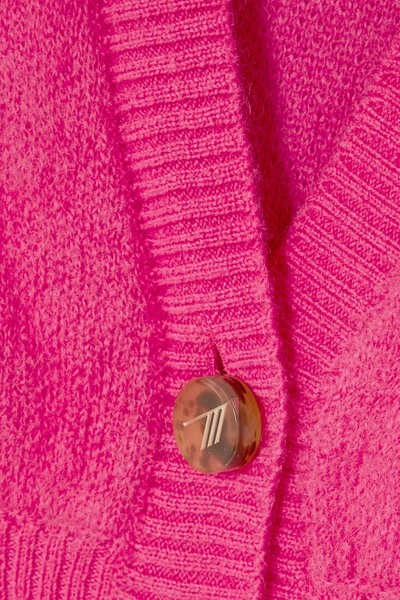 Shop Attico Cropped Mohair-blend Cardigan In Pink