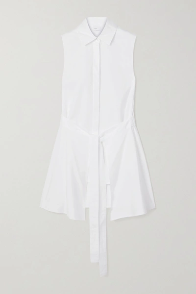 Shop Rosetta Getty Tie-front Cotton-poplin Shirt In White