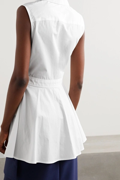 Shop Rosetta Getty Tie-front Cotton-poplin Shirt In White