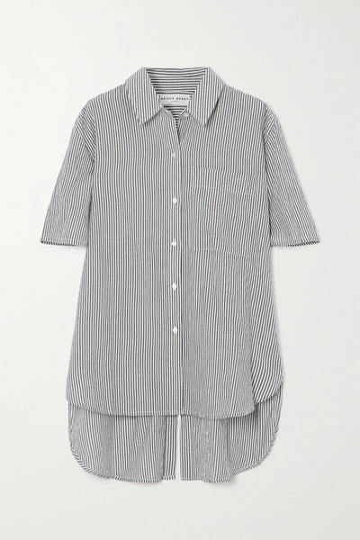 Shop Apiece Apart Iza Striped Organic Cotton Shirt In Navy