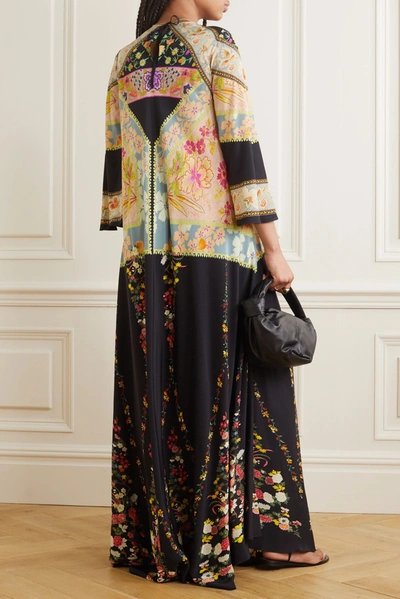 Shop Etro Printed Silk-crepon Gown In Black
