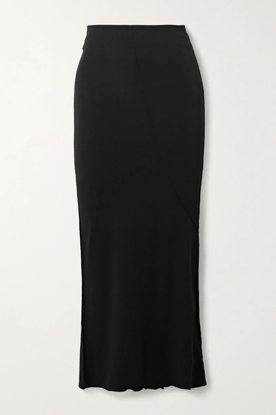 Shop The Line By K Vana Stretch-micro Modal Midi Skirt In Black