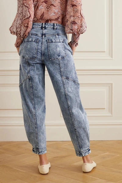 Shop Ulla Johnson Brodie Acid-wash High-rise Tapered Jeans In Blue