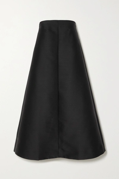 Shop Totême Sabadell Strapless Duchesse-satin Midi Dress In Black