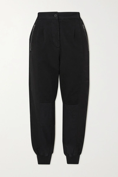 Shop Haider Ackermann Cropped Cotton-jersey And Poplin Track Pants In Black