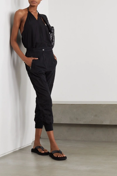 Shop Haider Ackermann Cropped Cotton-jersey And Poplin Track Pants In Black