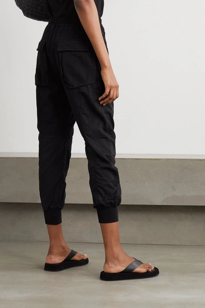 Shop Haider Ackermann Cropped Cotton-jersey And Poplin Track Pants In Black