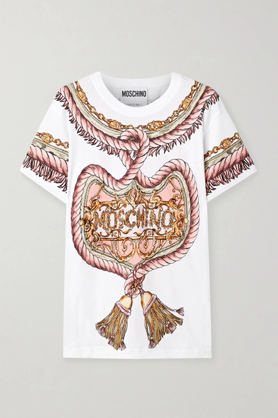 Shop Moschino Printed Cotton-jersey T-shirt In White