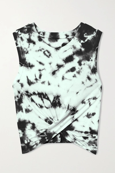 Shop Year Of Ours Anne Marie Cropped Knotted Tie-dyed Cotton-jersey Tank In Black