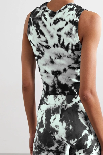 Shop Year Of Ours Anne Marie Cropped Knotted Tie-dyed Cotton-jersey Tank In Black