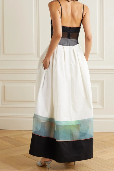 Shop Rosie Assoulin Striped Cotton-poplin And Organza Maxi Dress In White