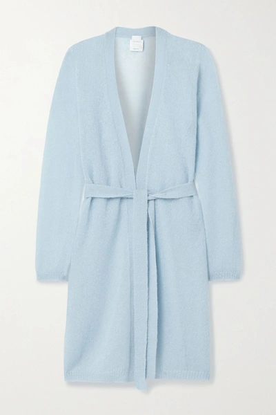Shop Max Mara Leisure Calante Belted Mohair-blend Cardigan In Light Blue