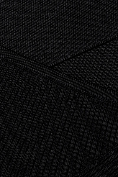 Shop La Ligne Jerry Ribbed Stretch-knit Bodysuit In Black