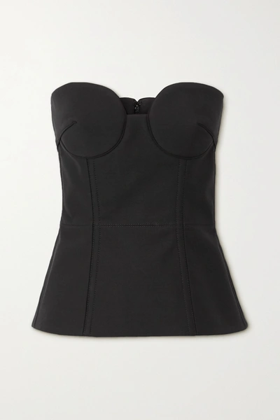 Shop Valentino Wool And Silk-blend Bustier Top In Black