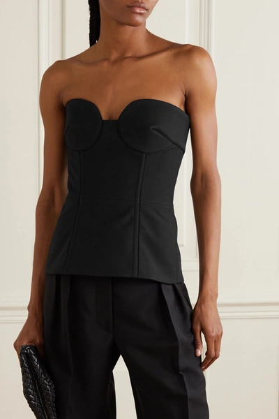 Shop Valentino Wool And Silk-blend Bustier Top In Black