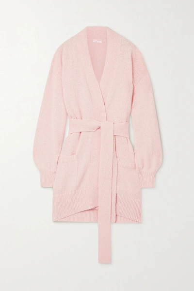 Shop Skin Marlee Belted Organic And Pima Cotton-terry Cardigan In Pink