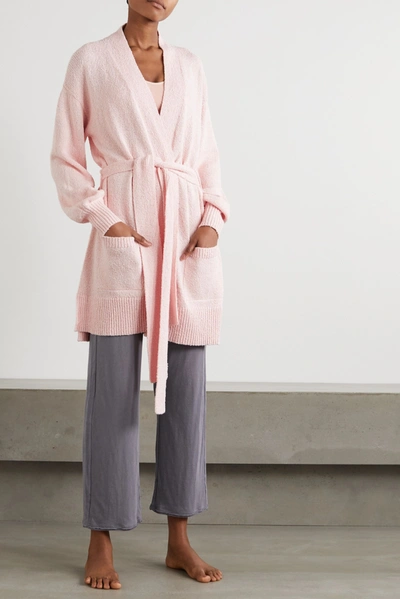 Shop Skin Marlee Belted Organic And Pima Cotton-terry Cardigan In Pink