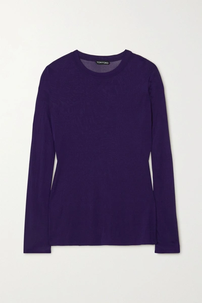 Shop Tom Ford Stretch-knit Top In Purple