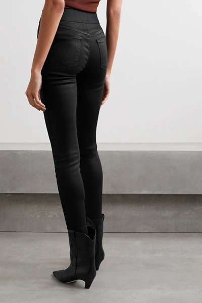 Shop J Brand Dellah Coated High-rise Skinny Jeans In Black