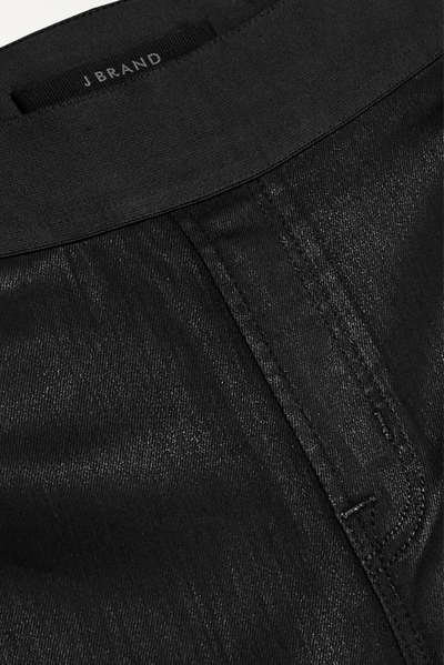 Shop J Brand Dellah Coated High-rise Skinny Jeans In Black
