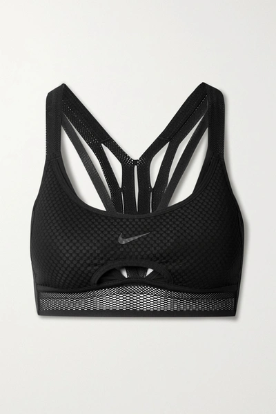 Shop Nike Indy Ultrabreathe Cutout Layered Mesh And Dri-fit Sports Bra In Black
