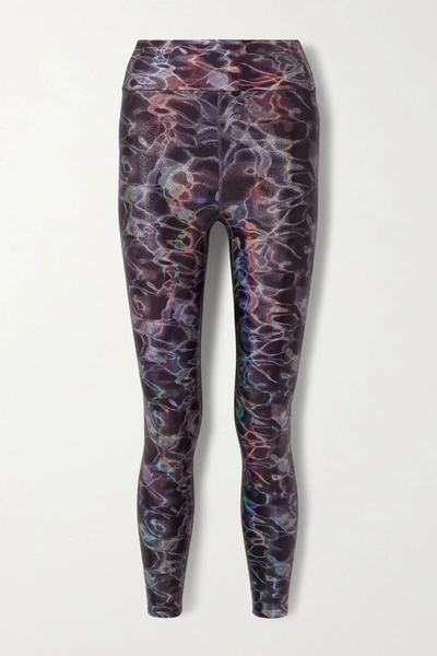 Shop Heroine Sport Marvel Metallic Printed Stretch Leggings In Black