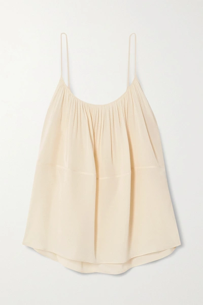 Shop Chloé Gathered Silk-jacquard Camisole In Ivory