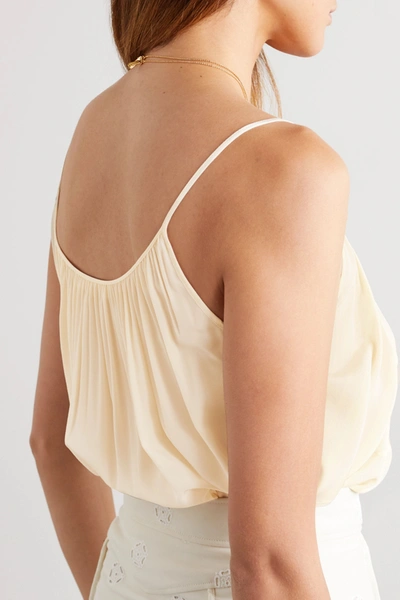Shop Chloé Gathered Silk-jacquard Camisole In Ivory