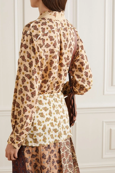 Shop Chloé Embroidered Paisley-print Silk Crepe De Chine Shirt In Cream