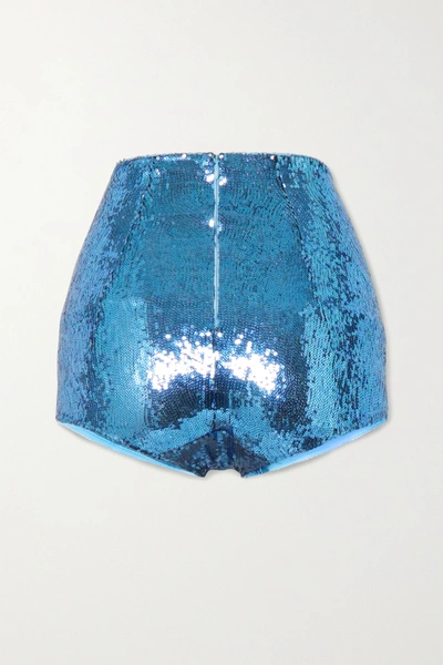 Shop Dolce & Gabbana Sequined Tulle Briefs In Light Blue