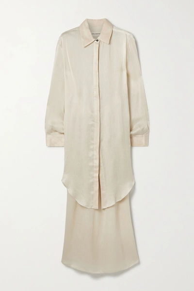 Shop Mara Hoffman + Net Sustain Agata Plissé-tencel Luxe Crepon Shirt And Skirt Set In Ecru