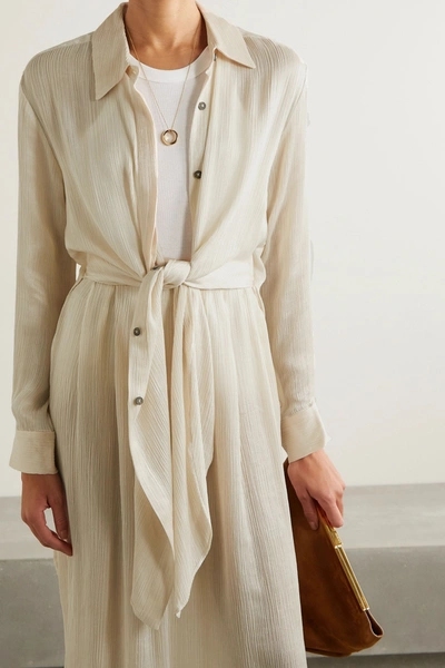 Shop Mara Hoffman + Net Sustain Agata Plissé-tencel Luxe Crepon Shirt And Skirt Set In Ecru
